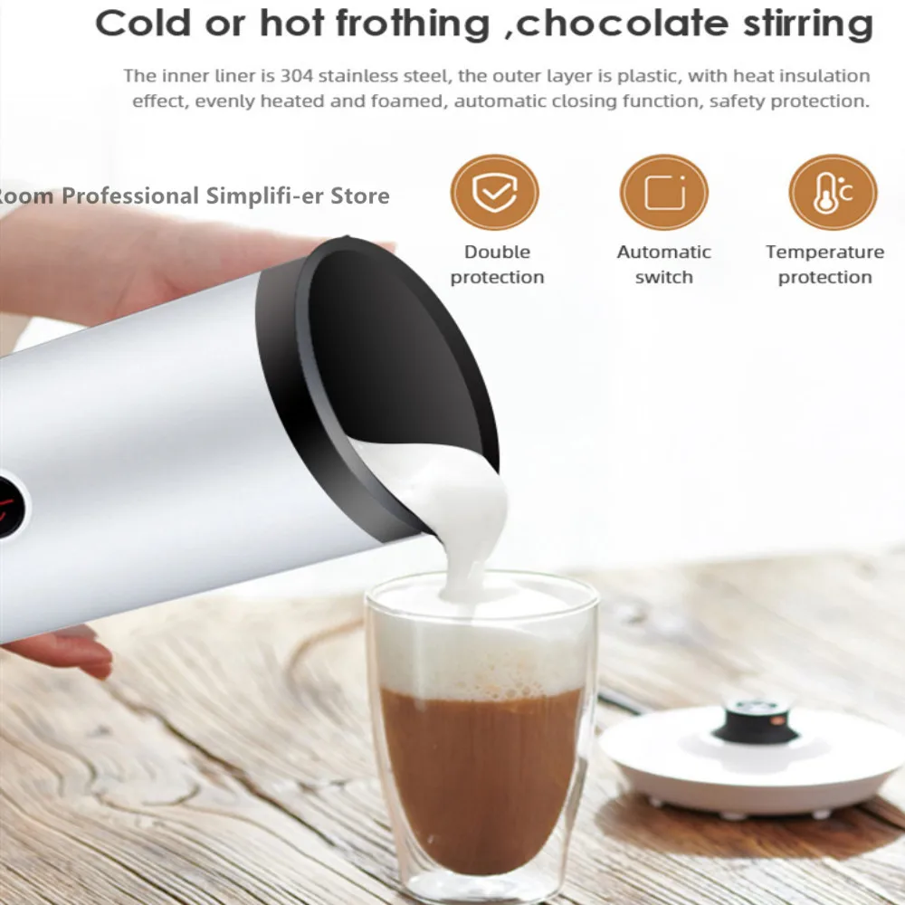 Automatic Milk Frother with Container for Soft Foam Cappuccino