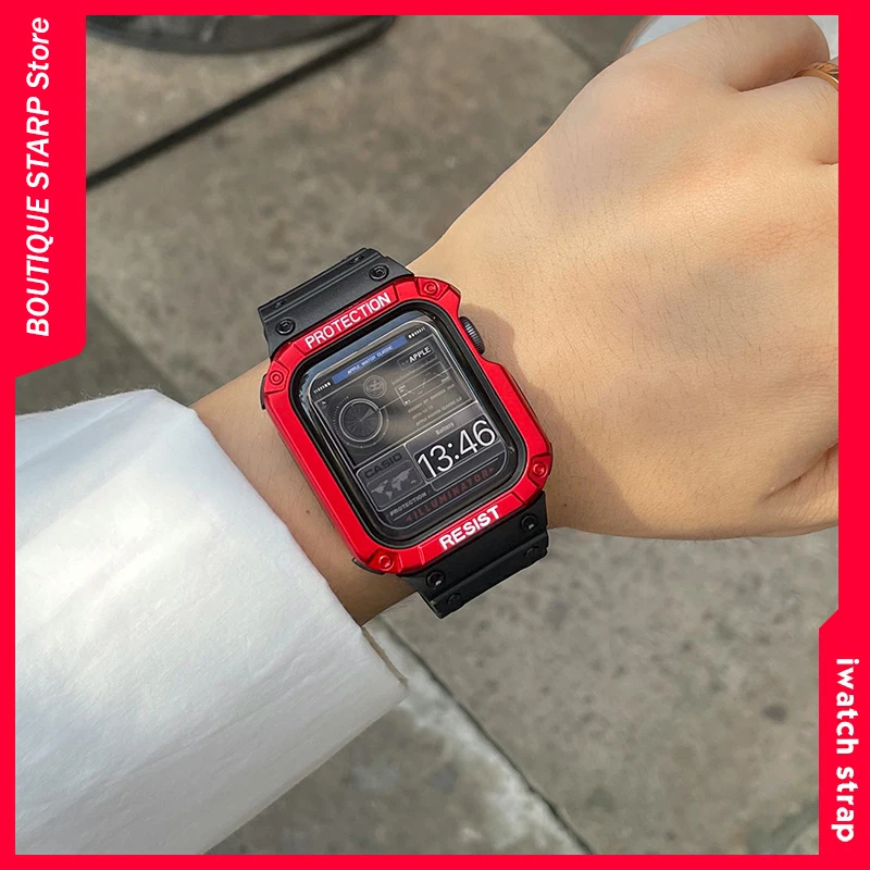 Чехол и ремешок для Apple Watch Series 7 6 5 4 3 SE сменный спортивный браслет IWatch 41/45/42/44/38/40 мм