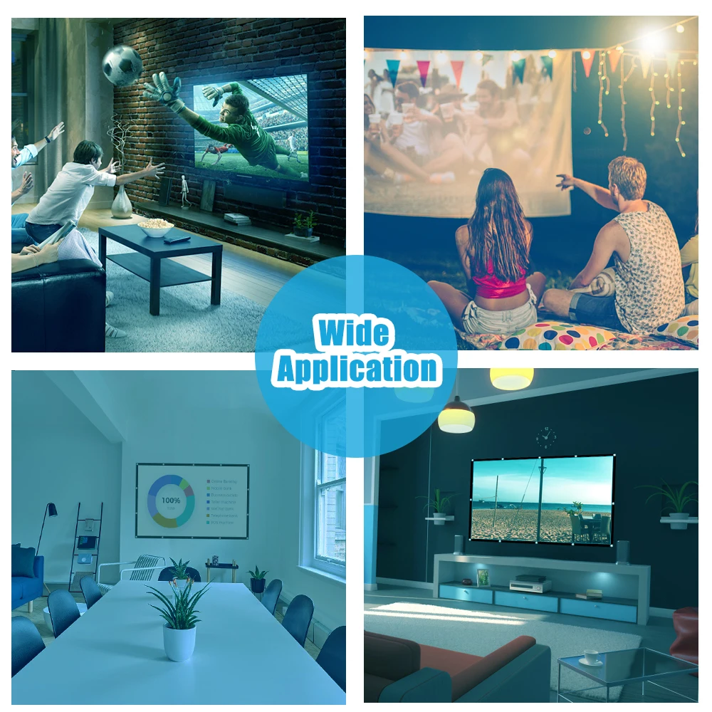Projector Screen 100 inch 120 inch 150 Portable Foldable for Home Theater Outdoor Indoor Double Side