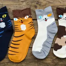 Высокое качество, Осень-зима, 3D носки с котом для женщин, хлопок, принт с котом, женские теплые толстые носки для рождественских подарков, носки