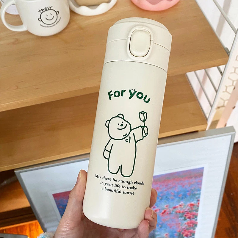 

320/450ml Cartoons Stainless Steel Vacuum Flask Coffee Tea Milk Travel Cup Cute Bear Water Bottle Insulated Thermos