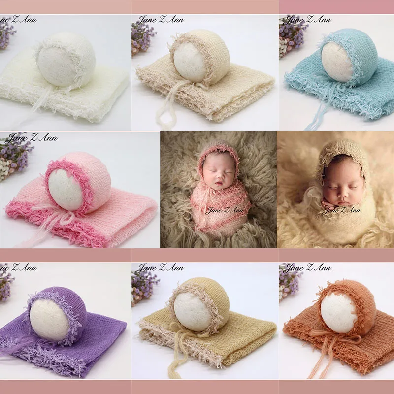 Jane Z Ann Newborn photography Mohair fringe lace wrap hat baby studio shooting props multi-colors | Детская одежда и обувь