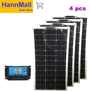 

HannMall Brand Solar Battery Flexible Solar Panel 80W 12V 24v Controller 10A Solar System Kits for Fishing Boat Cabin Camping