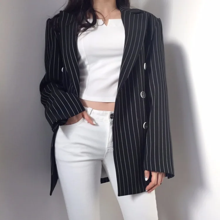 Striped Suit WOMEN'S Suit British Style Graceful I Suit Casual Spring And Autumn Coat