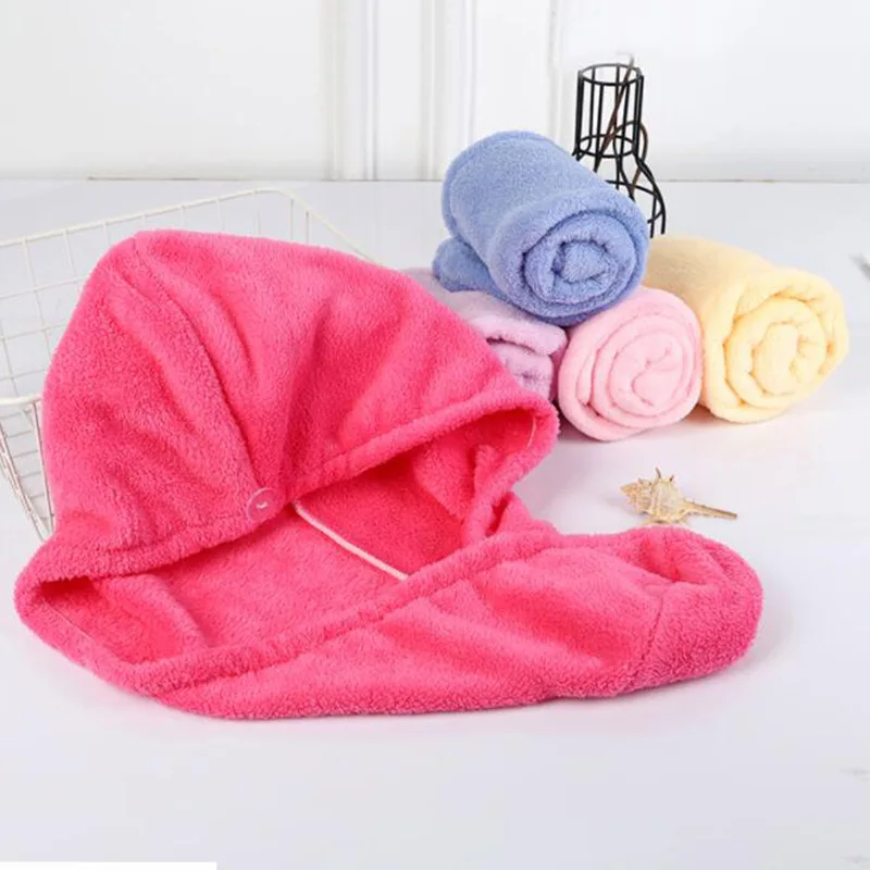 Rose Red Женская шапочка для полотенец быстрая сушка волос тюрбан обертывание микрофибра для купания Волшебная сушка банное полотенце s servette de bain recznik handdoeken - Цвет: Rose Red