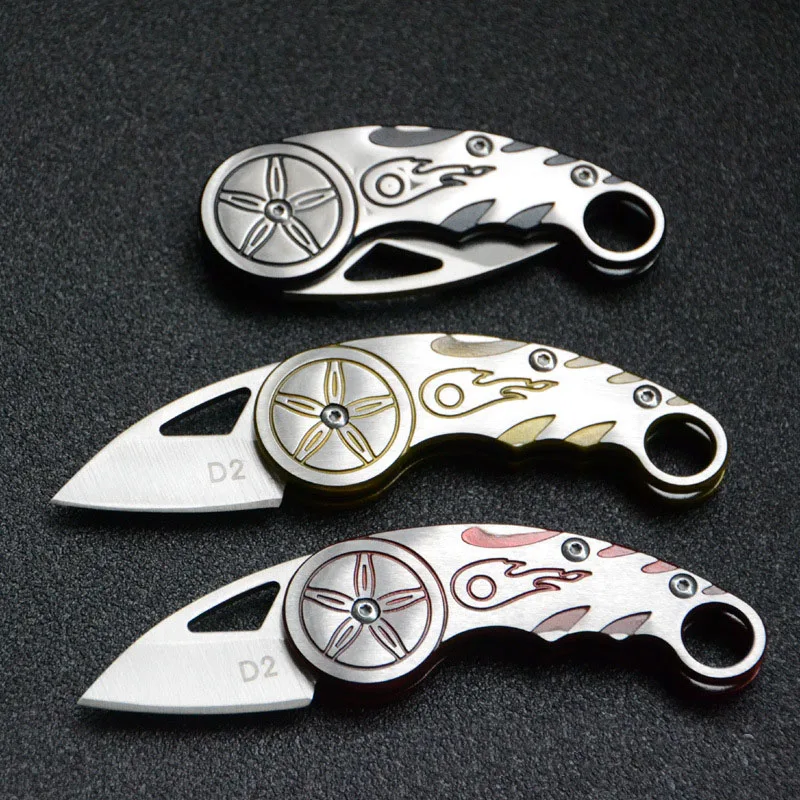 NEW keychain mini folding pocket knife D2+3CR steel+material Key survival tactical training knives EDC samll multi box kit tool