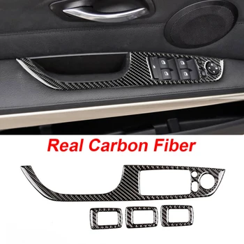 

Carbon Fiber Window panel trim Interior Decal Car Door Switch Button Cover 4pcs