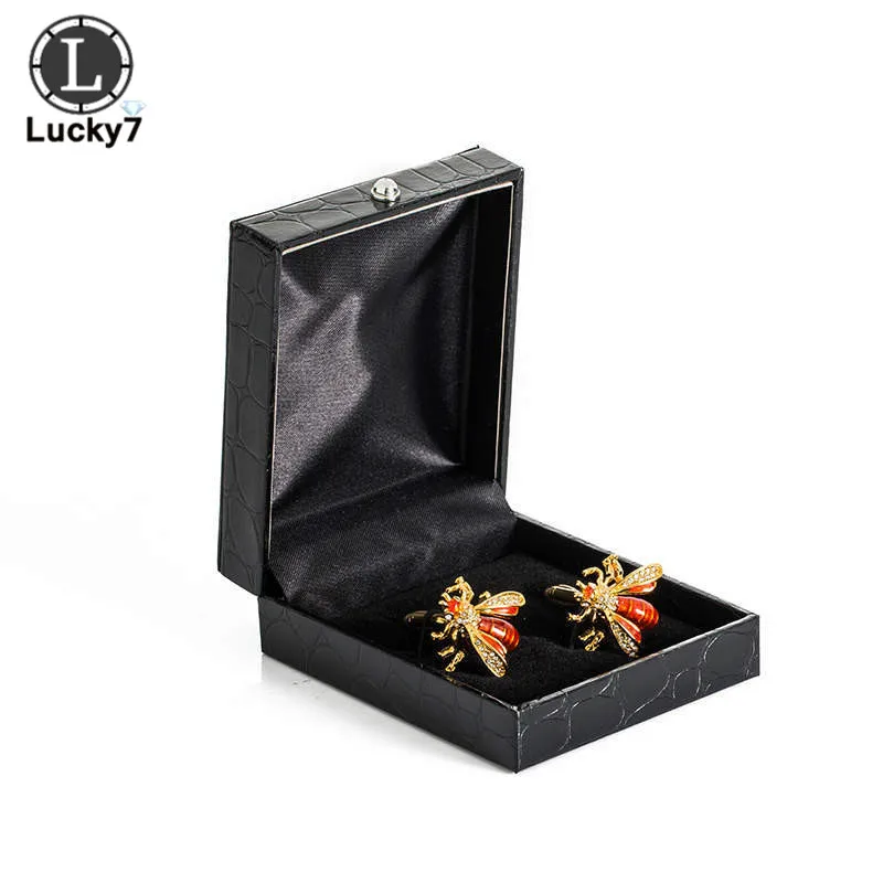 

100pcs/lot Black Leather Cufflinks Box Crocodile Pattern Case Men Shirt Cufflinks Case Cuff Link Flip Cover Organizer Boxes