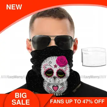

Day Of The Dead Mouth Face Mask Cute Pink Day Of The Dead Sugar Skull Owl Facial Mask with Filters for Adult Mask