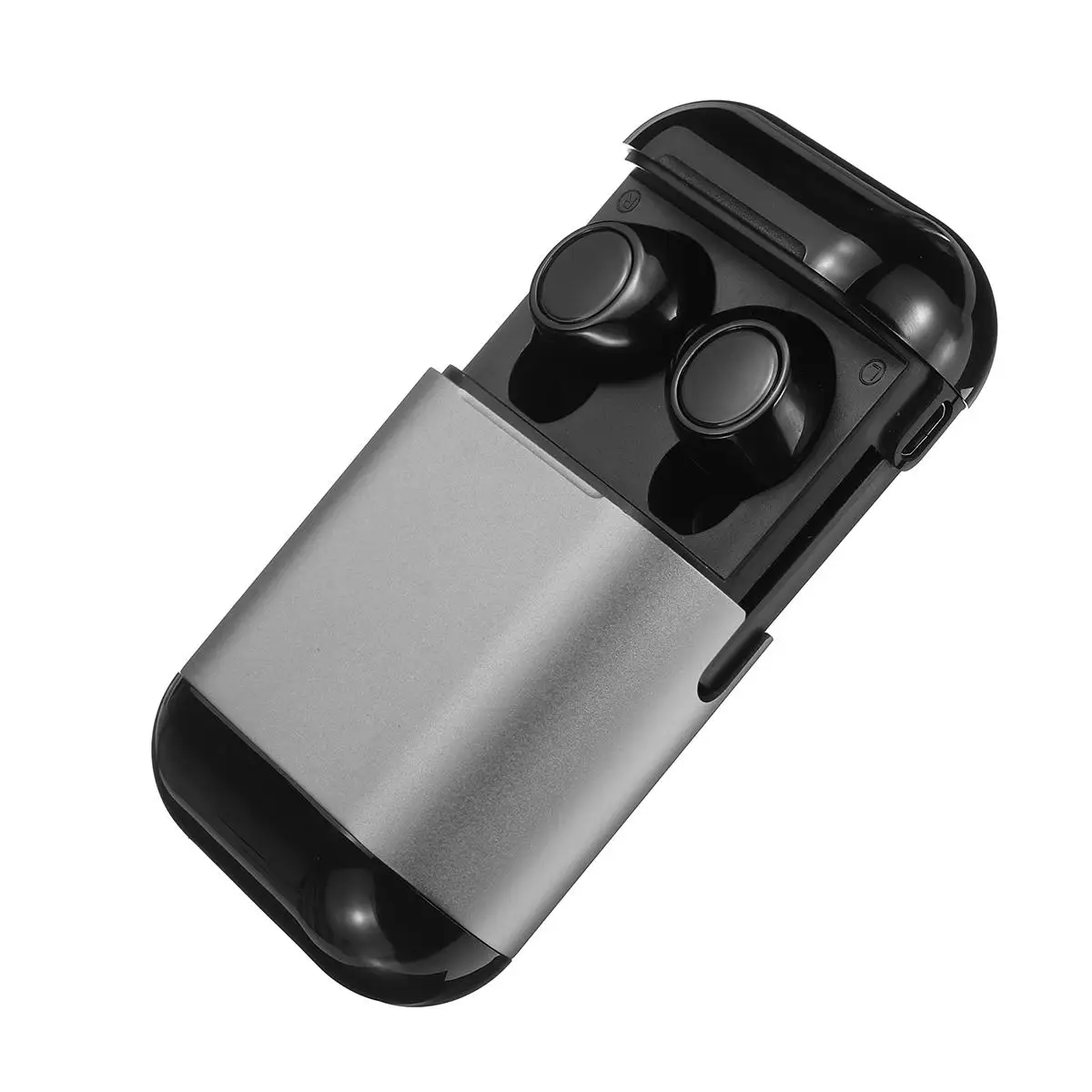Серый TWS bluetooth наушники-вкладыши туры Беспроводной стерео без потерь Шум снижение одним нажатием кнопки Управление наушники с зарядный чехол - Цвет: Серый