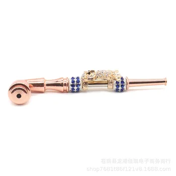 

Removable Portable Golden Owl Pattern Diamond Metal Small Pipe Yanju Pipe