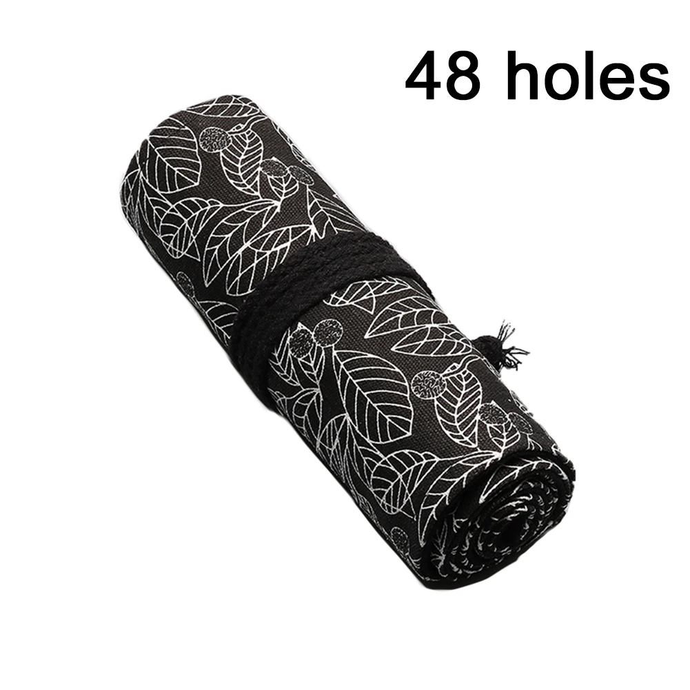 Pen Bag Cute Pouch Large Capacity School Pencil Case Student Canvas Stationery Leaf - Цвет: 48 Holes