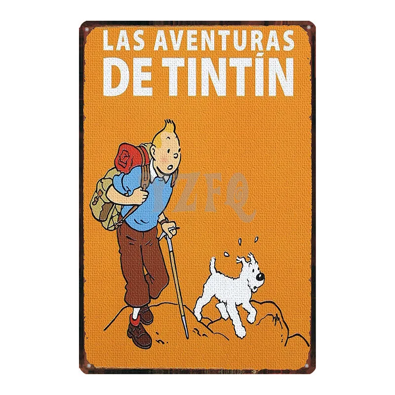 Tintin автомобиль мультфильм металлическая жестяная вывеска потертый шик Винтаж таблички стена для детской комнаты бар домашнего искусства ремесло кино декор 30X20 см DU-2923 - Цвет: DU2915