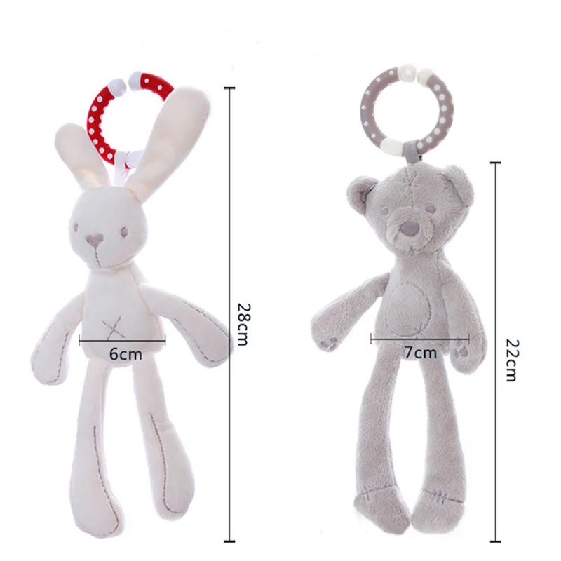 

cute Baby Crib Stroller Toy Rabbit Bunny Bear Soft Plush infant Doll Mobile Bed Pram kid Animal Hanging Ring Ring Color Random