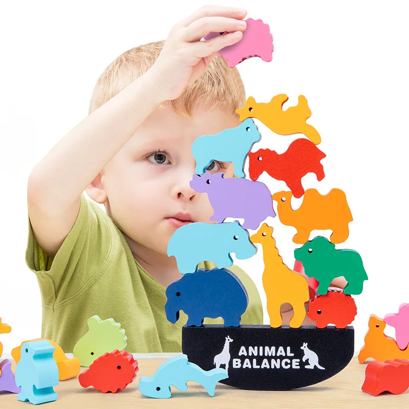 baby Toys Toddler Toys Sorting, Nesting & Stacking toys Animal balance Stacking toy Montessori interactive toys building blocks