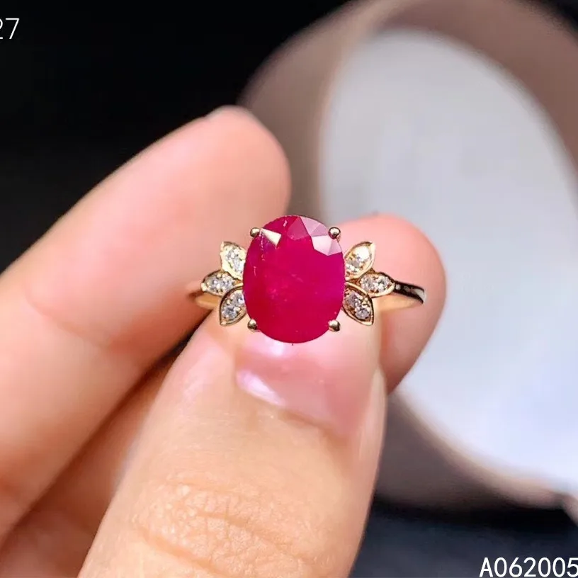 

KJJEAXCMY fine jewelry 18K gold inlaid natural ruby new Female popular ring trendy Support test hot selling