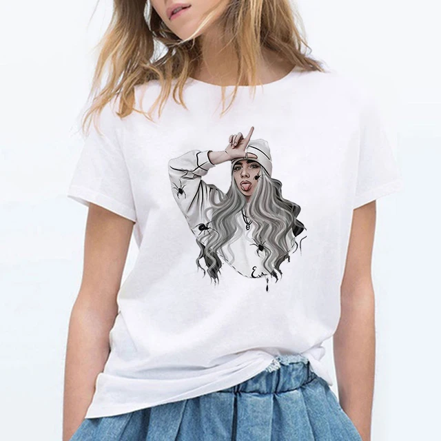 Billie Eilish футболка хип хоп Музыка забавная Футболка женская футболка Femme топы Женская одежда Streewear