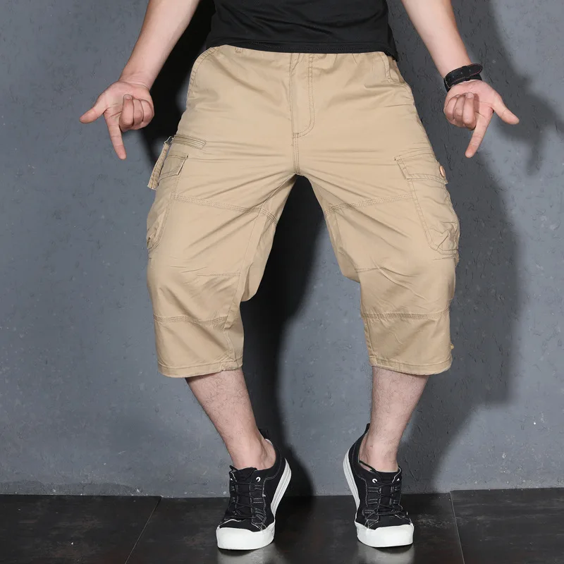 Camouflage Long Length Cargo Shorts Men Summer Casual Multi Pocket Cotton Hot Breeches Capri Pants Tactical Military Shorts 5XL