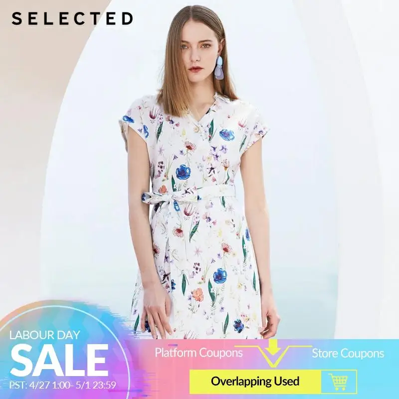 

SELECTED Summer Cotton & Linen Printed Slim Fit Dress S|41922J539