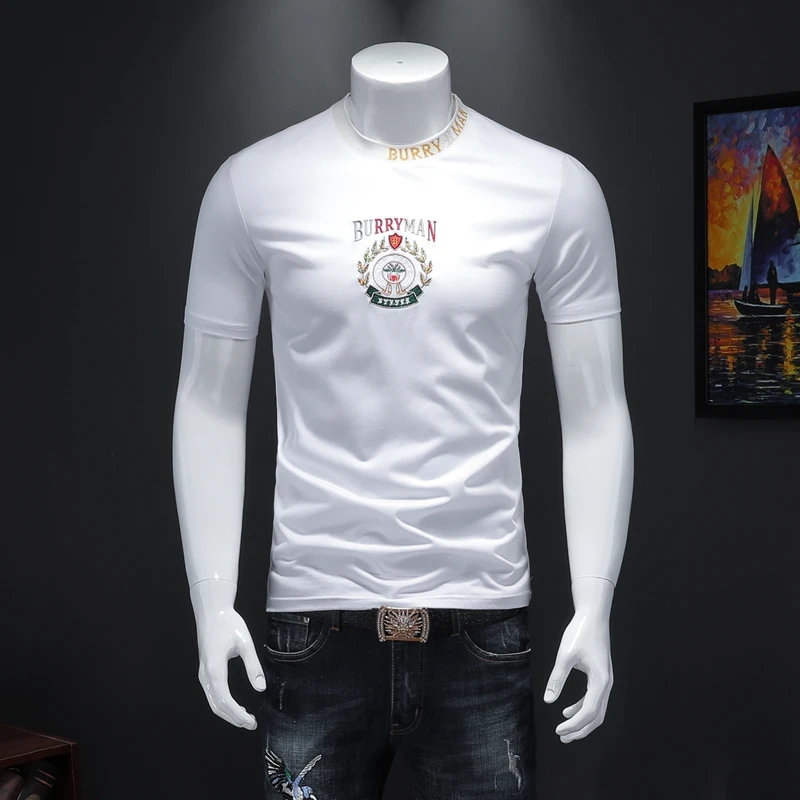 

2020 Fashions Embroidery T Shirt Men White Short Sleeves T-Shirts Summer Cotton Hip Hop Social Club Rapper Tee Tops