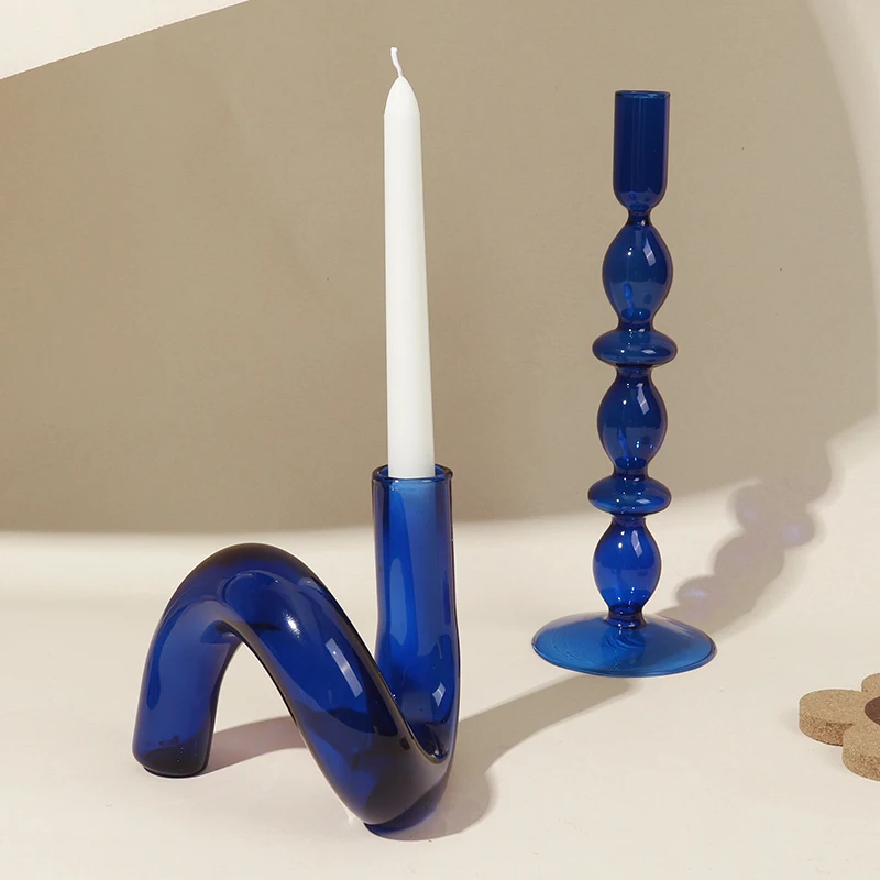 Blue Candle Holders Hydroponic glass vase Candlesticks for Dinner Wendding Party decoration Romantic candle holder home decor - Image 5