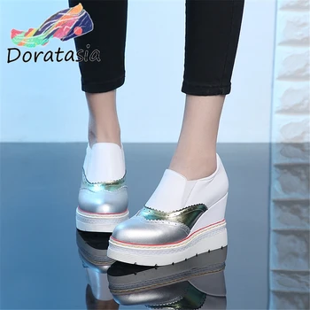 

DORATASIA New Spring Fashion mixed-color Pumps Patchwork Genuine Leather Pumps Women Daily Cool Platform Shoes Woman