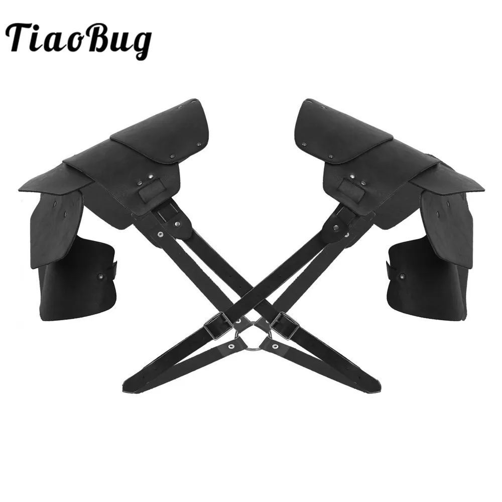 

TiaoBug Hot Sexy Men PU Leather Adjustable Body Chest Harness Belt with Shoulder Armor Nightclub Rave Party Performance Costume