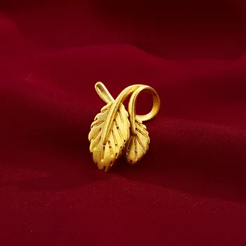 

Korean 14K Gold Pendant 3D Leaf-Shaped Gold Necklace Pendant No Chain Yellow Gold Jewelry for Women Wedding Anniversary Gift