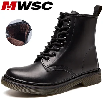 MWSC Marten-botas para mujer de cuero genuino con forro de piel, botines de moto, Invierno