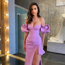 Off-The-Shoulder Strapless Evening Dresses 2022 High Slit Dress with High Quality Satin Corset Prom Gowns вечернее платье