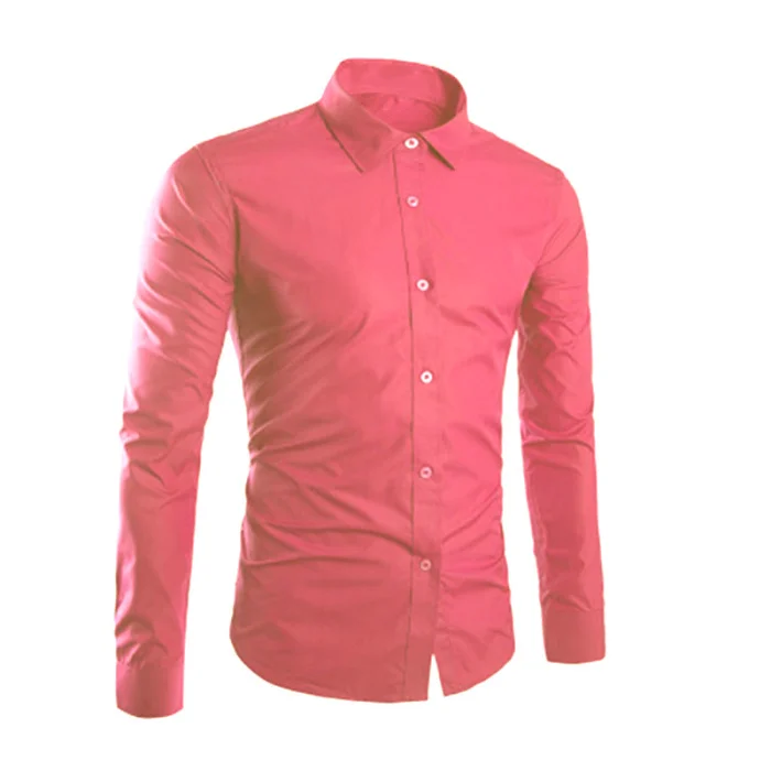 Весна Осень мужские рубашки с длинным рукавом сплошной цвет легкий уход против складки мужские повседневные рубашки M-3XL EIG88