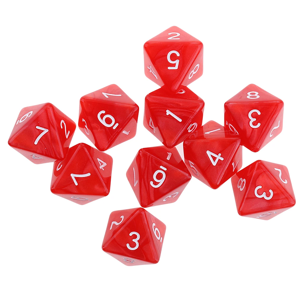 10pieces 8 Sided Dice D8 Polyhedral Dice for DND Party Table Board Games Dice Set