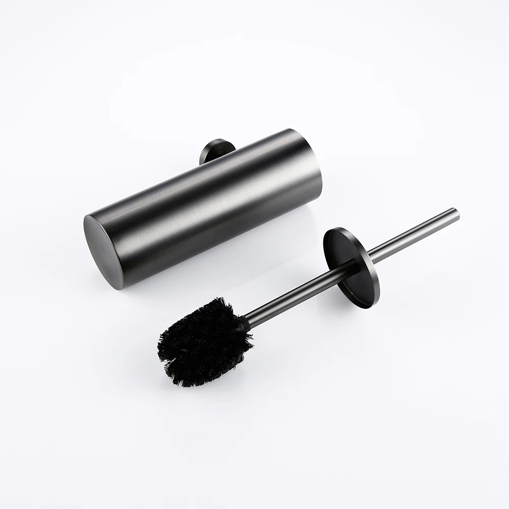 Toilet Brush Set Bagnolux Stainless Steel Gray Round With Protective Bucket Toilet Brush WC Durable Type Bathroom Accessories toilet brush set