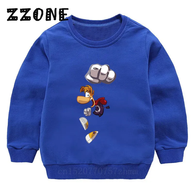 Детские забавные толстовки с героями мультфильма «Rayman Legends adventures»; детские толстовки; пуловер для малышей; топы для девочек и мальчиков; осенняя одежда; KYT5204 - Цвет: 5204B-Blue