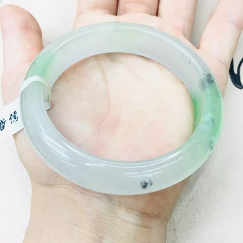 

Natural Burmese Emerald Jade Elegant 52-62m Ice Bottom Bicolor Bracelet Fine Jade Bracelet Send A Country Certificate