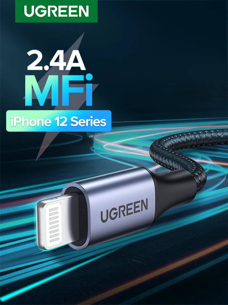 Ugreen 2.4a Lightning MFi USB кабель для iPhone 7 6 5 быстро Зарядное устройство iphone 8X5 5S iPad Ipod