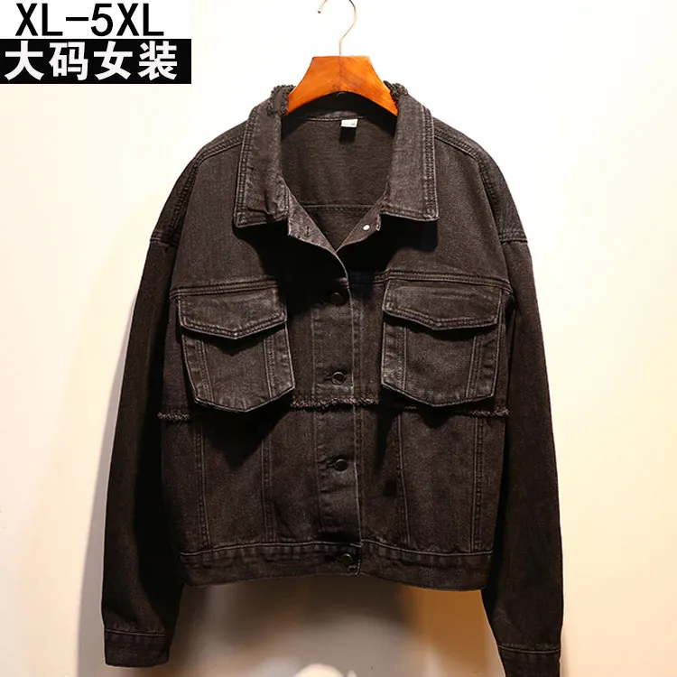 

2019 Autumn New Style Large Size Dress Large GIRL'S Loose-Fit Large Pocket Jeans Coat Women's 200 Cowboy Clothing Fashion