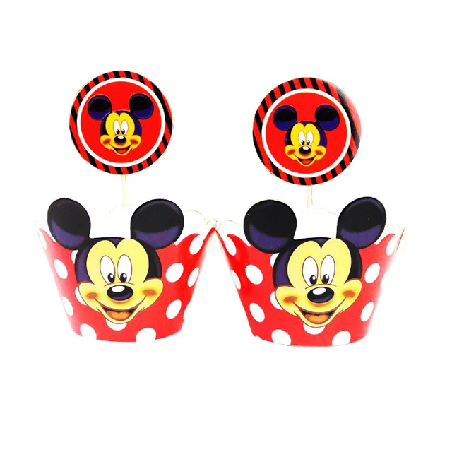 24 шт. Disney Микки Мышь с мультипликационным принтом на день рождения украшения для