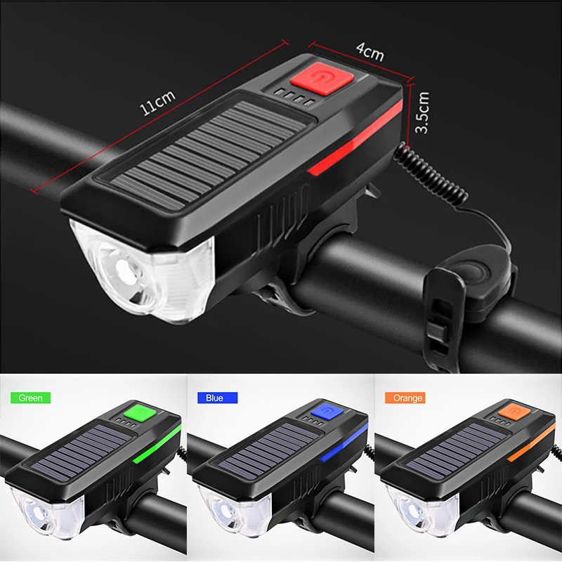 Новый велосипедный MTB Солнечный USB двойной заряжающий рожковый светильник