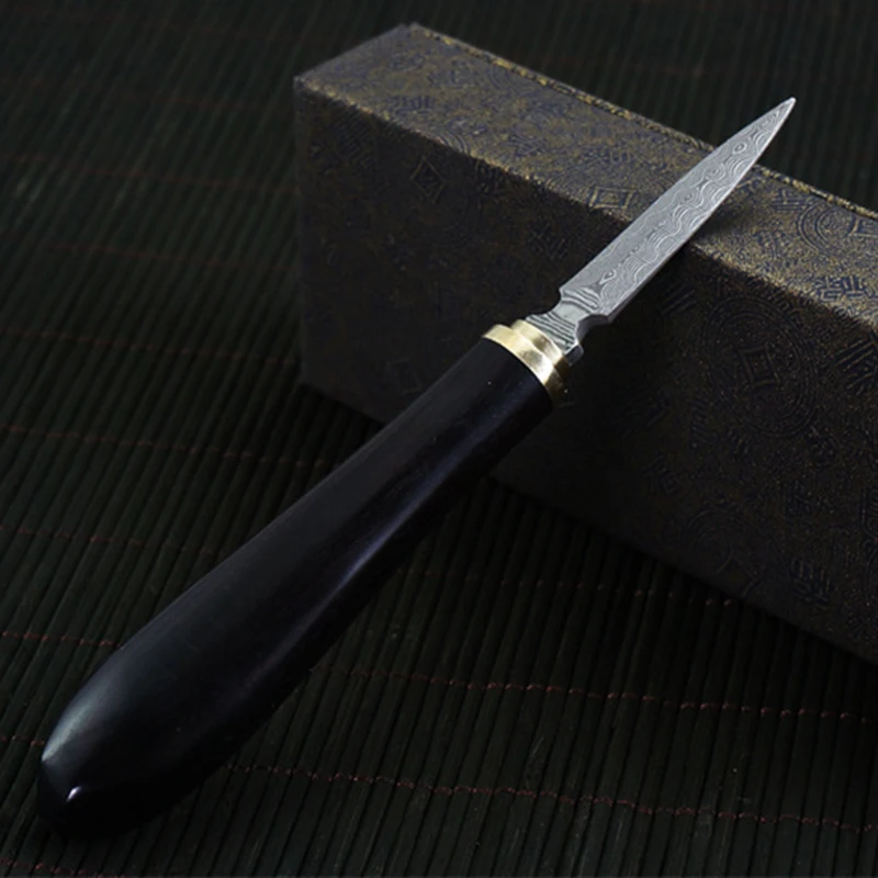 1pcs Tea Knife Stainless Tea Needle Special Tool Ebony Tray Ceremony Utensils Pu Erh Damascus knife Tool
