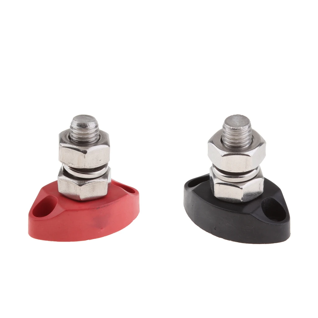 Red+Black Junction Block Power Post Insulated Terminal Stud 10mm 3/8inch