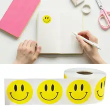 Желтые наклейки со смайликом, милые наклейки для этикетки для печати, Детские канцелярские принадлежности, рекламные наклейки, специальный декор для ребенка-учителя