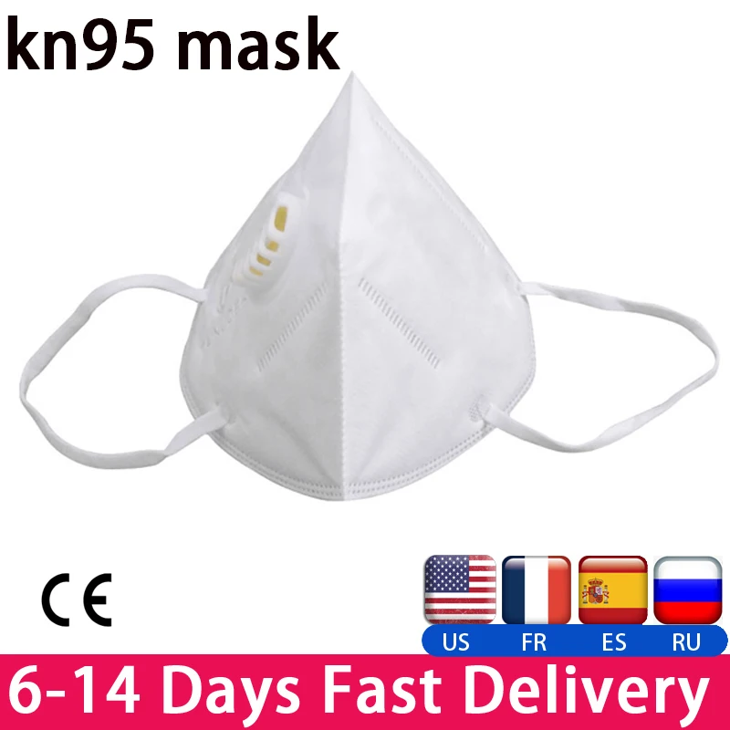 

5/10 Pcs KN95 Face Masks Dust Respirator N95 Breathing valve Masks Adaptable Against Pollution Breathable Mask as KF94 FFP2