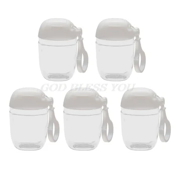 

5Pcs 30ml Empty Hand Sanitizer Travel Small Size Holder Hook Keychain Carriers Flip Cap Reusable Portable Empty Bottles