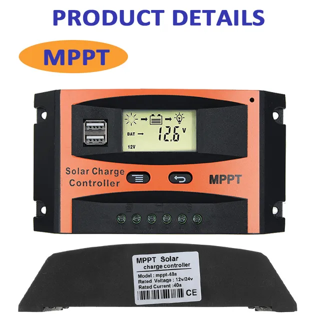 US $13.56  MPPT 30A/40A/50A/60A 12V 24V Auto Solar Charge Controller Dual USB LCD Display Controllers Solar Ce