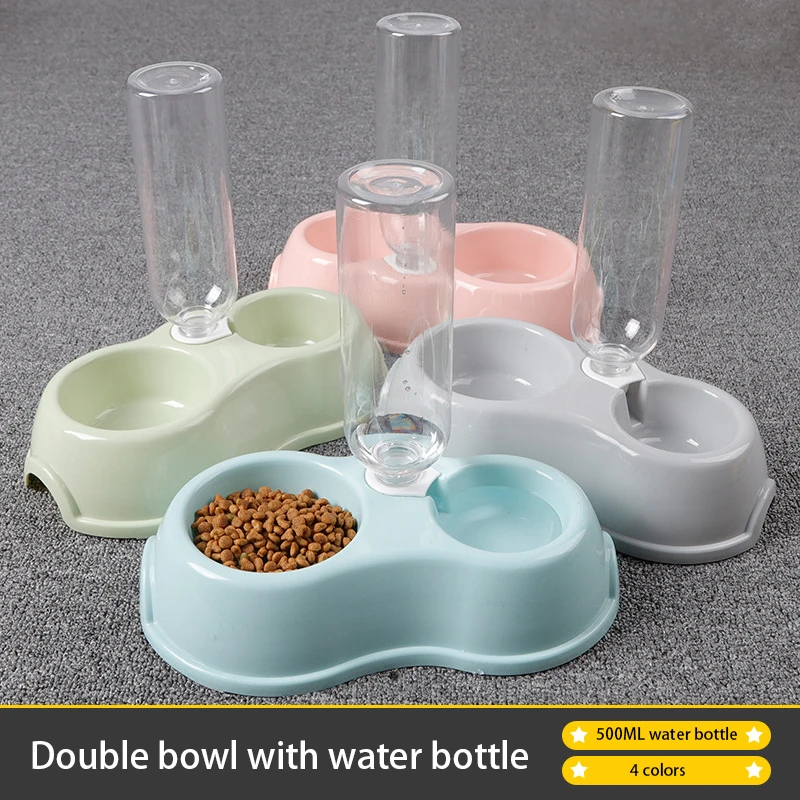 

Pet Feeding Double Bowls Automatic Drinker Not Wet Mouth Food Bowl Non-slip Dog Pot Cat Ears Bowl Resistant To Bite Bowl
