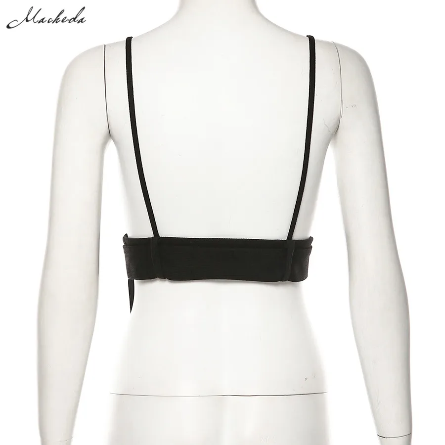 macheda Sling Sleeveless Sexy Women Black Casual Tank Top Underwear Women Crop Tops Underwear Punk Casual Bustier Top New