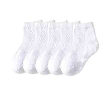 5 Pairs/Lot Children Cotton Socks Boy Girl Baby Infant Ultrathin Fashion Breathable Solid Mesh Socks For Summer 1-12T Teens Kids 30