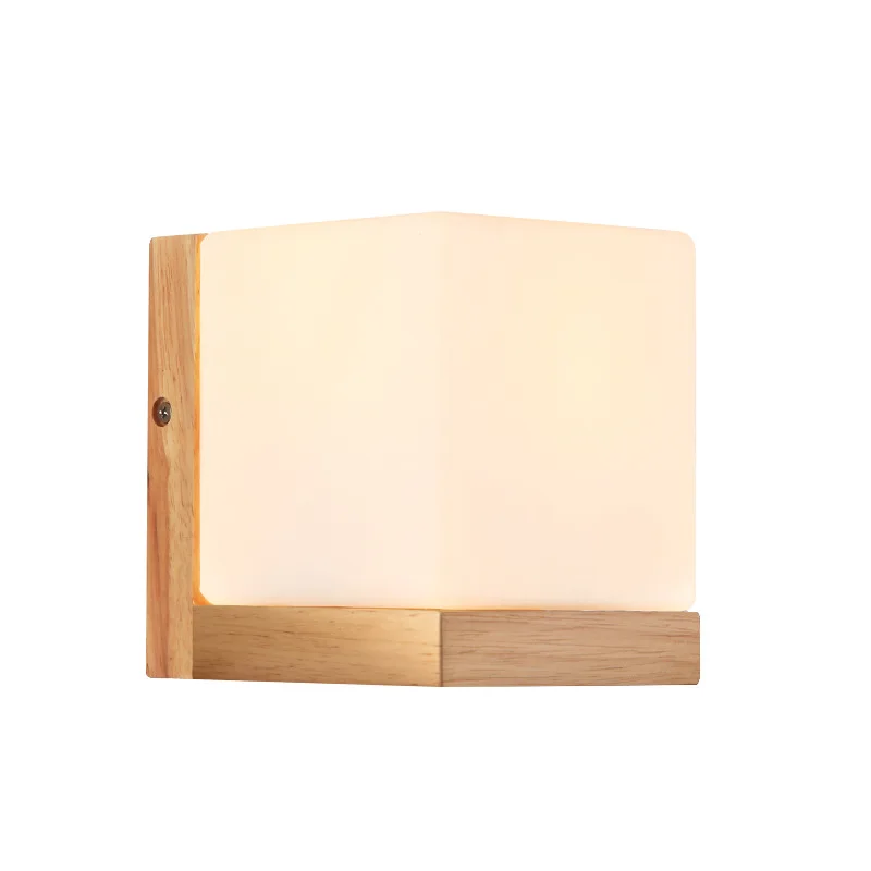 Japanese Bedside Wall Lamp LED Bedroom Simple Solid Wood Creative Living Room Hotel Aisle Bedside Lamp