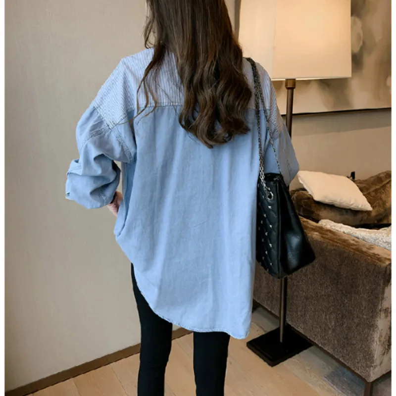 2021 Весна Новый camisa джинсы feminina рубашка хлопок женский с длинным рукавом женские